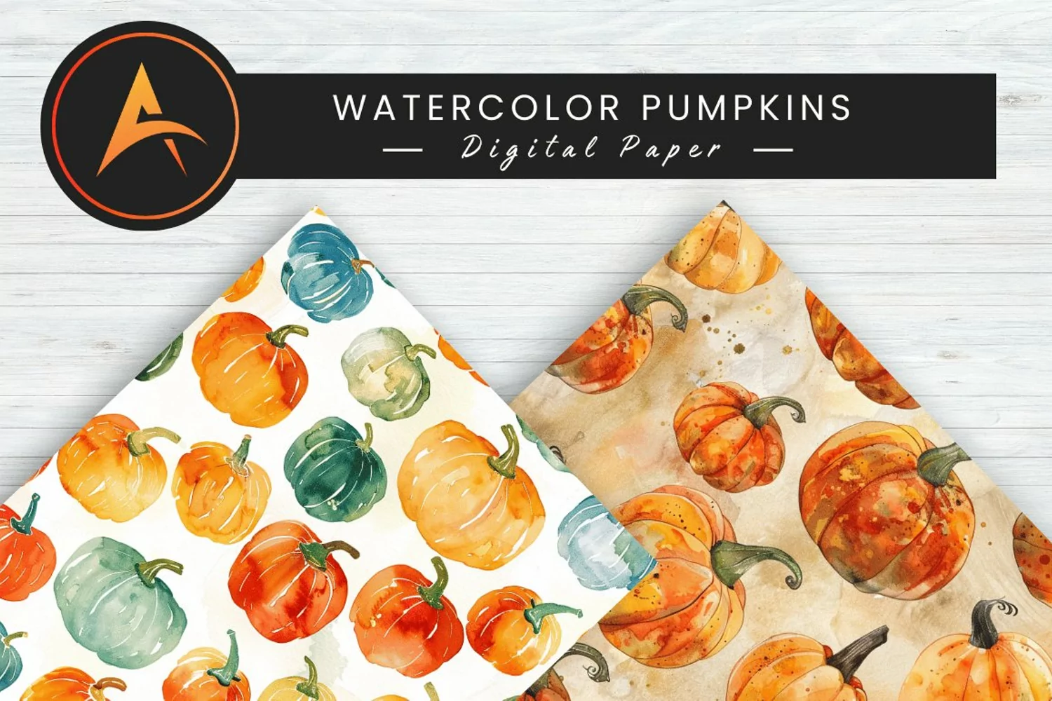 Watercolor Pumpkins Digital Paper product image 1