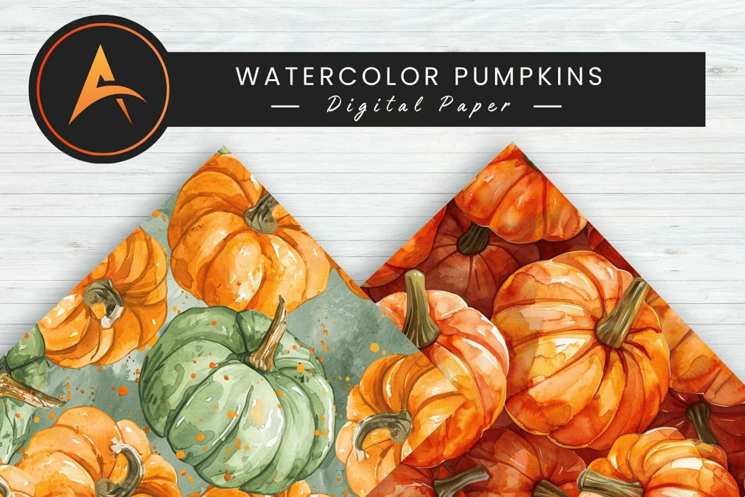 Watercolor Pumpkins Digital Paper product image 1