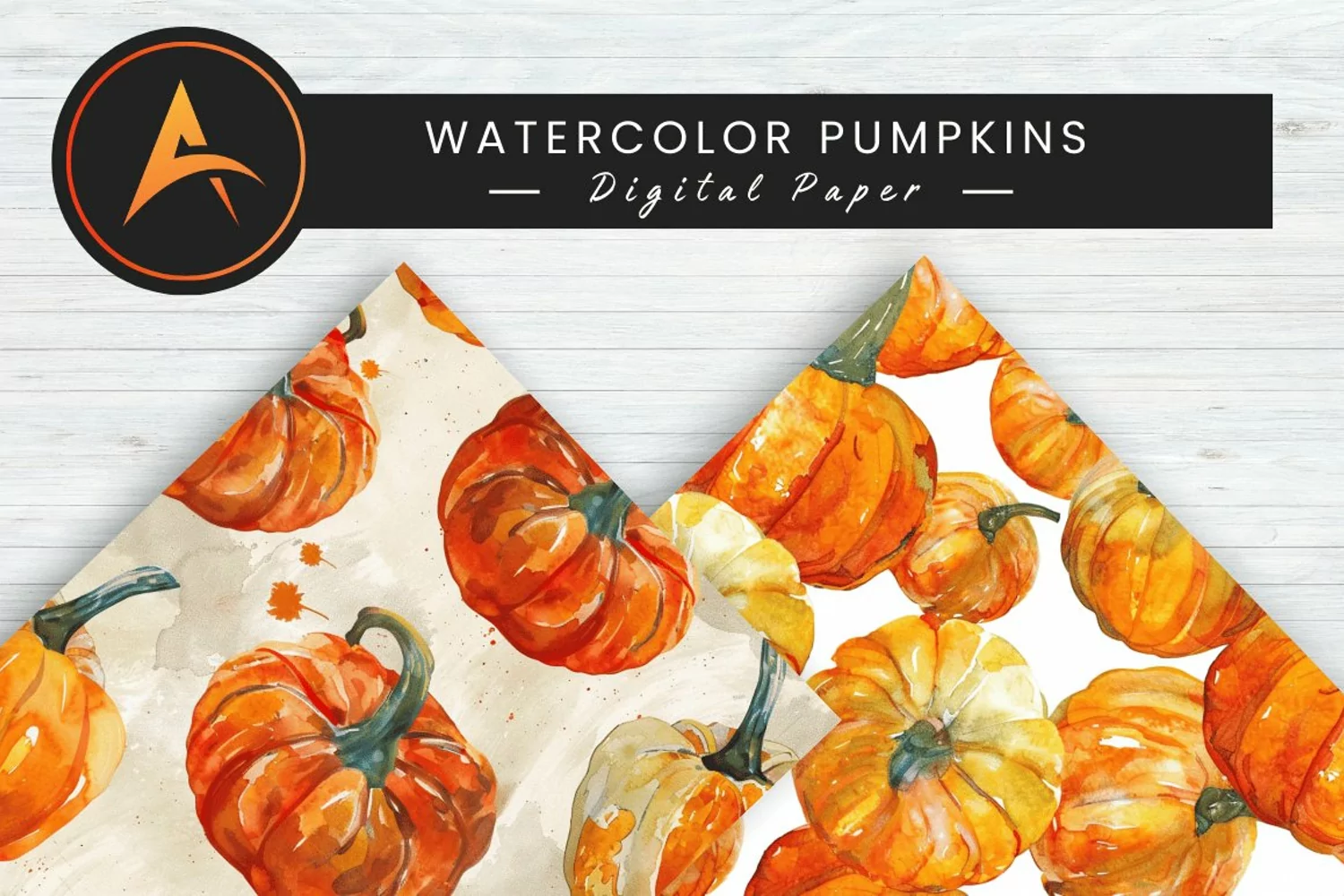 Watercolor Pumpkins Digital Paper product image 1