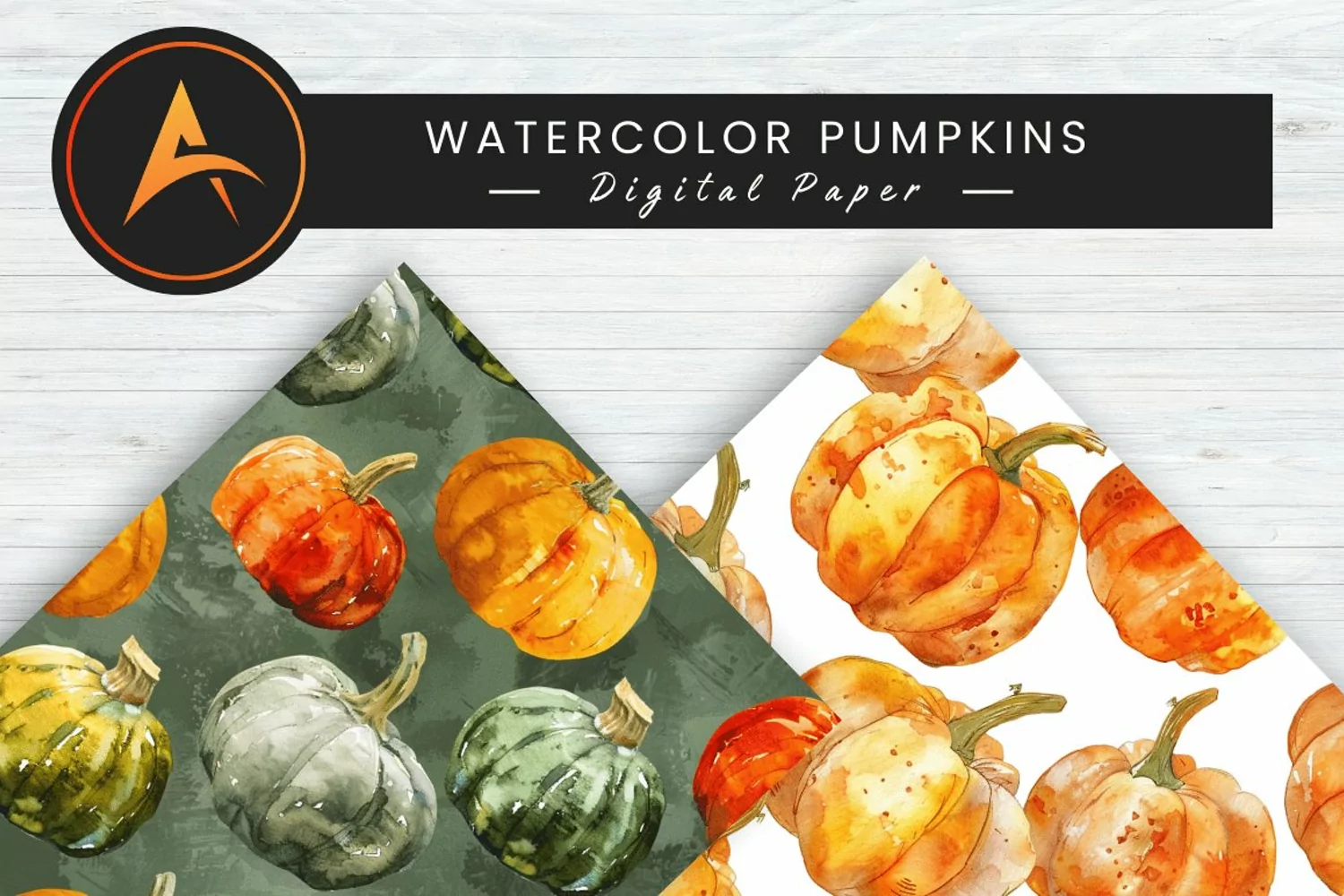 Watercolor Pumpkins Digital Paper product image 1