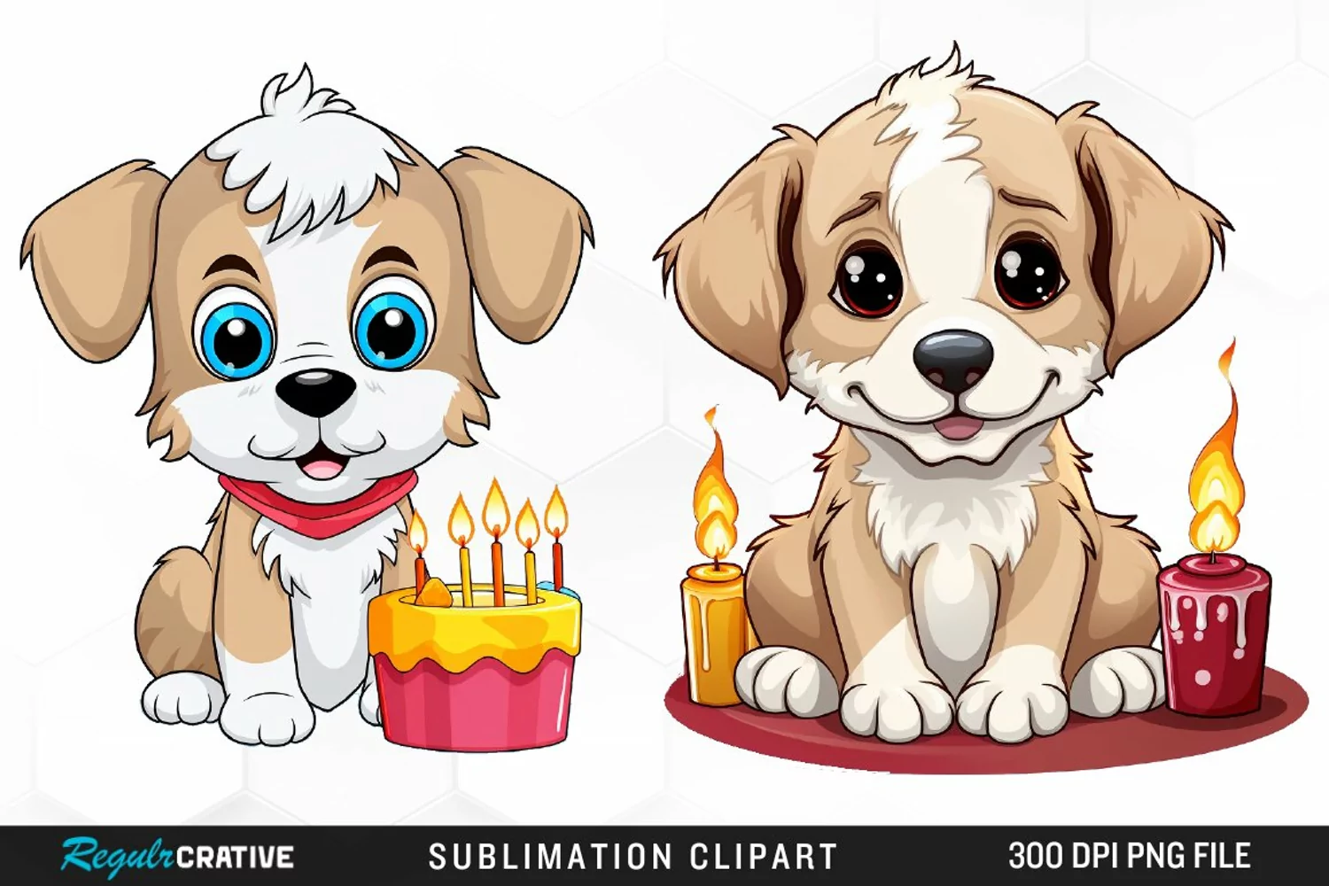 Watercolor Puppies Sublimation Art Clipart product image 1