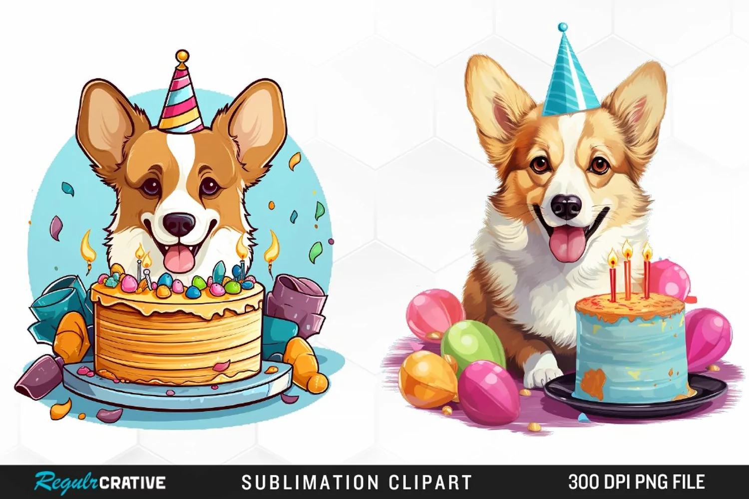 Watercolor Puppies Sublimation Art Clipart product image 1