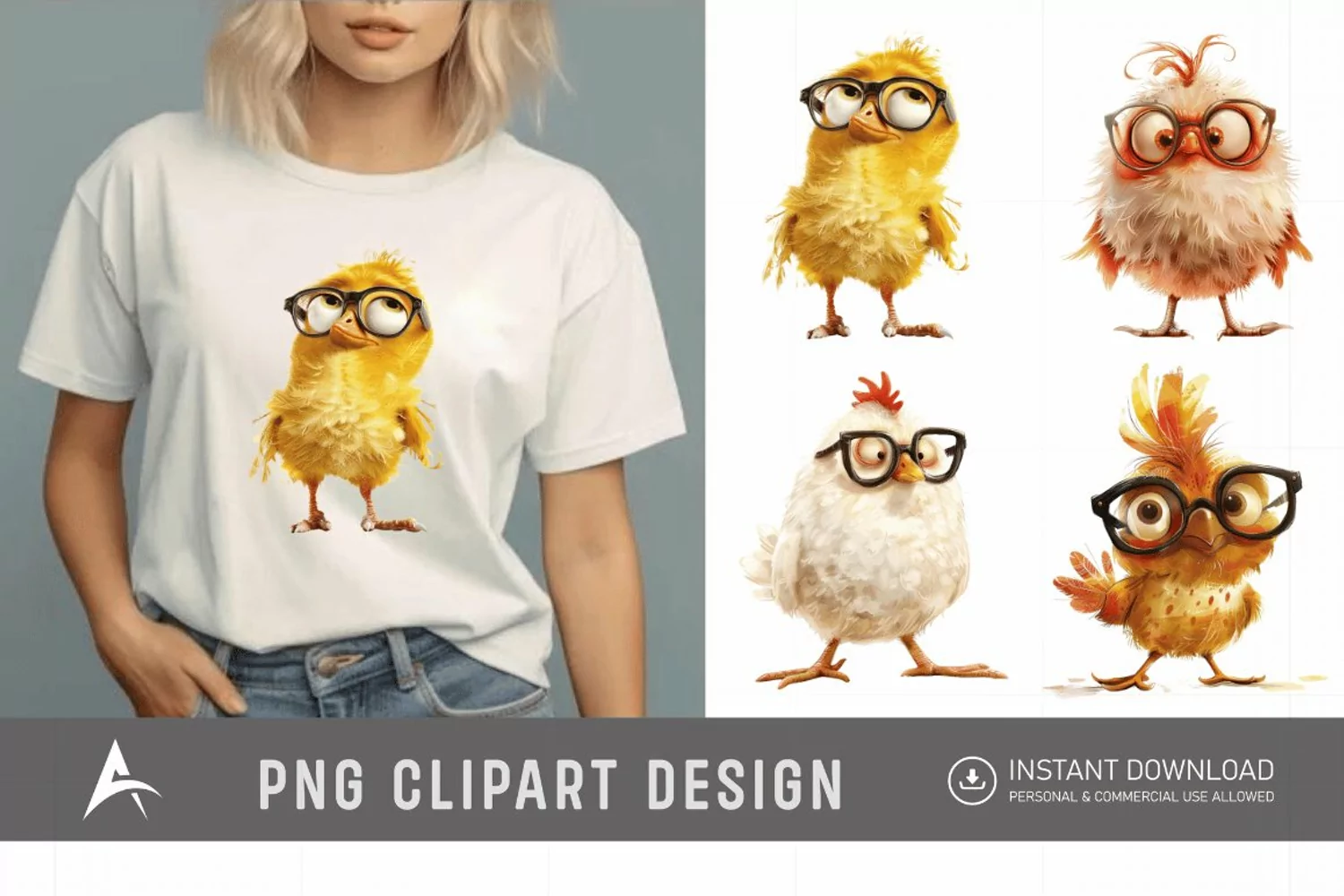 Watercolor Quirky Chicken Cute Adorable Sassy Clipart product image 1