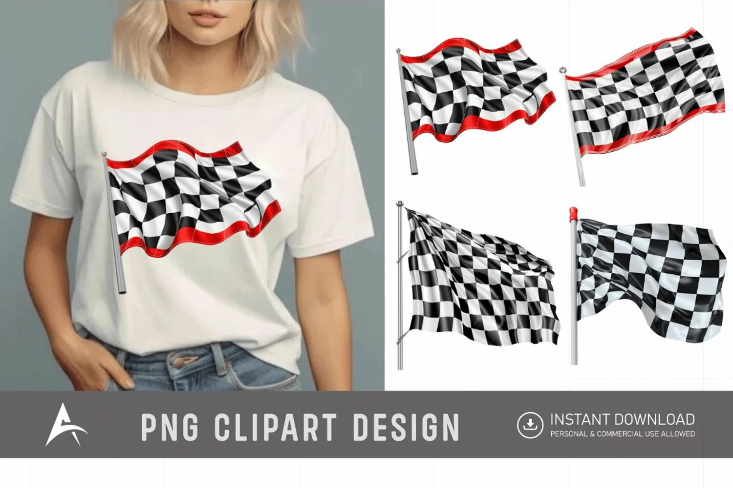 Watercolor Race Flag Clipart product image 1