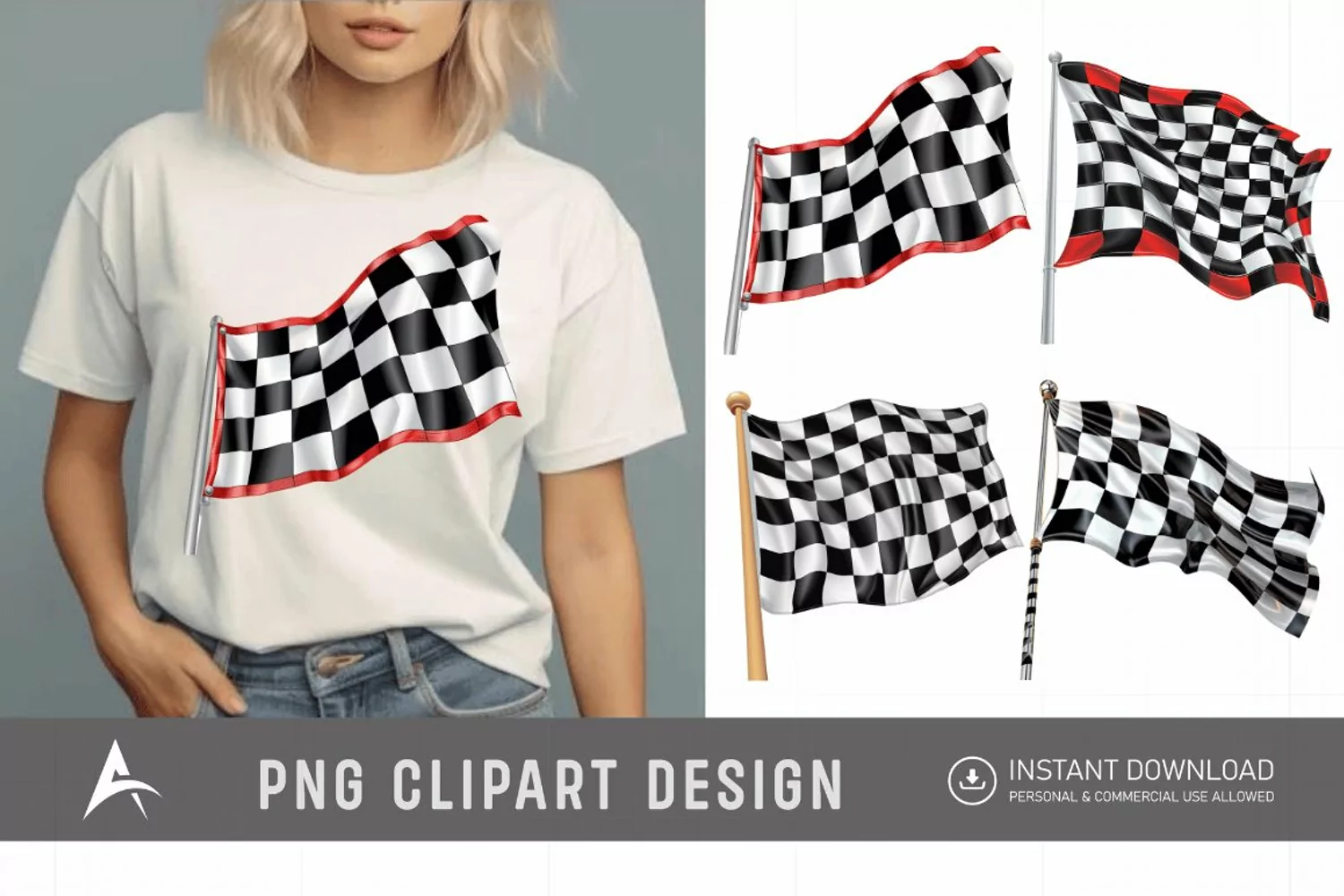 Watercolor Race Flag Clipart product image 1