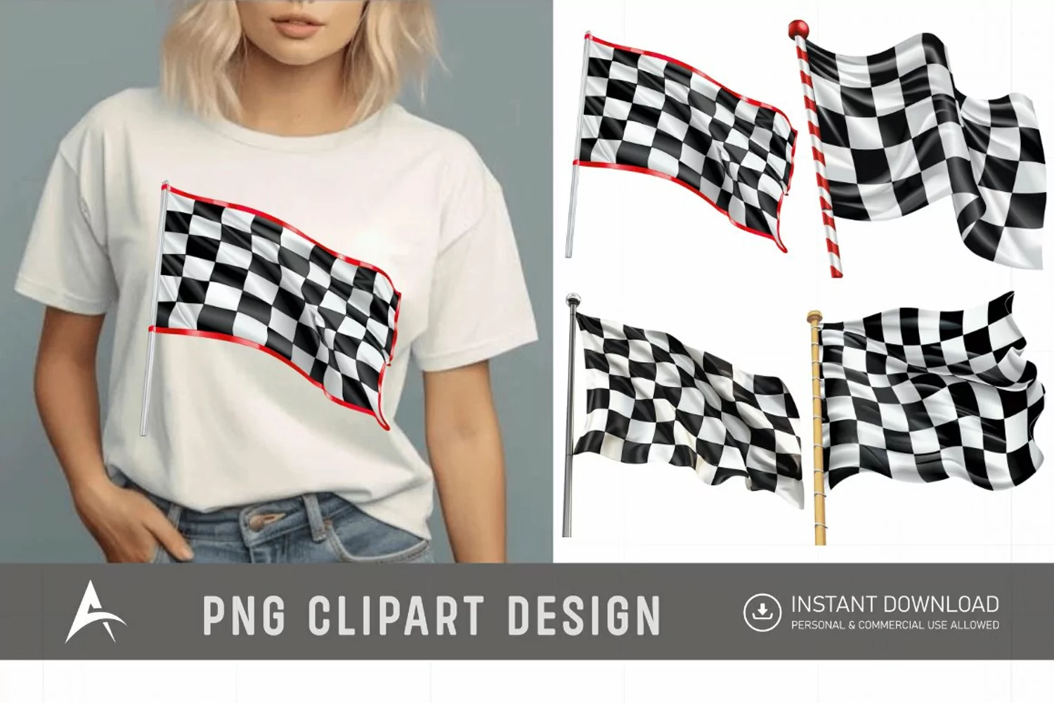 Watercolor Race Flag Clipart product image 1