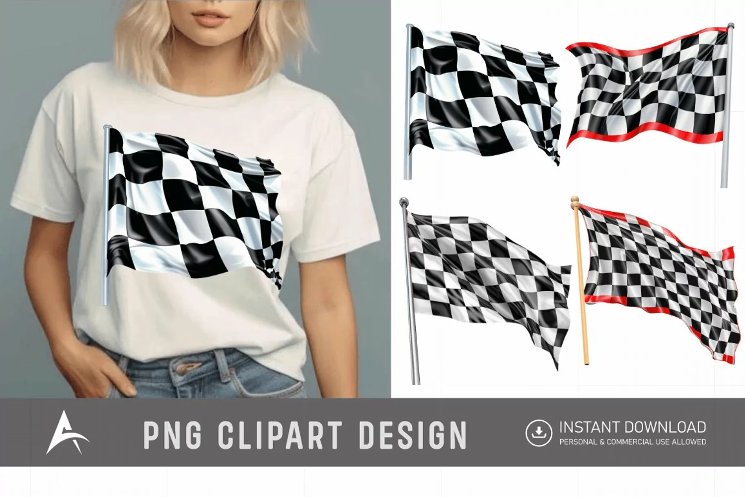 Watercolor Race Flag Clipart product image 1