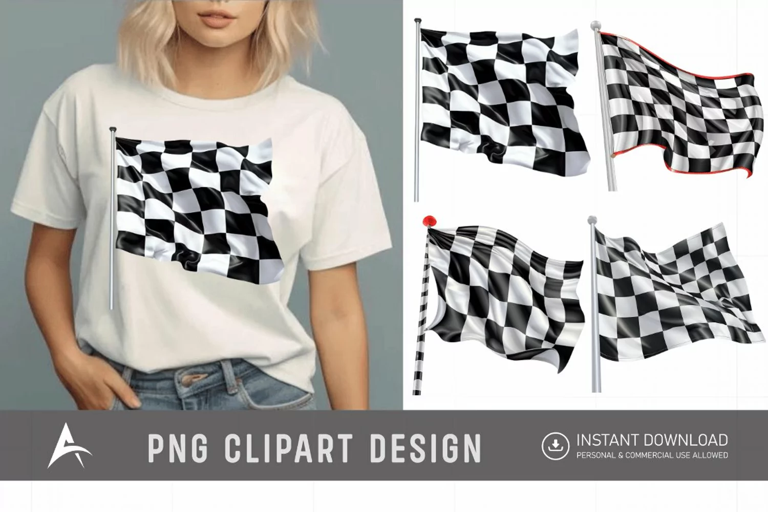 Watercolor Race Flag Clipart product image 1