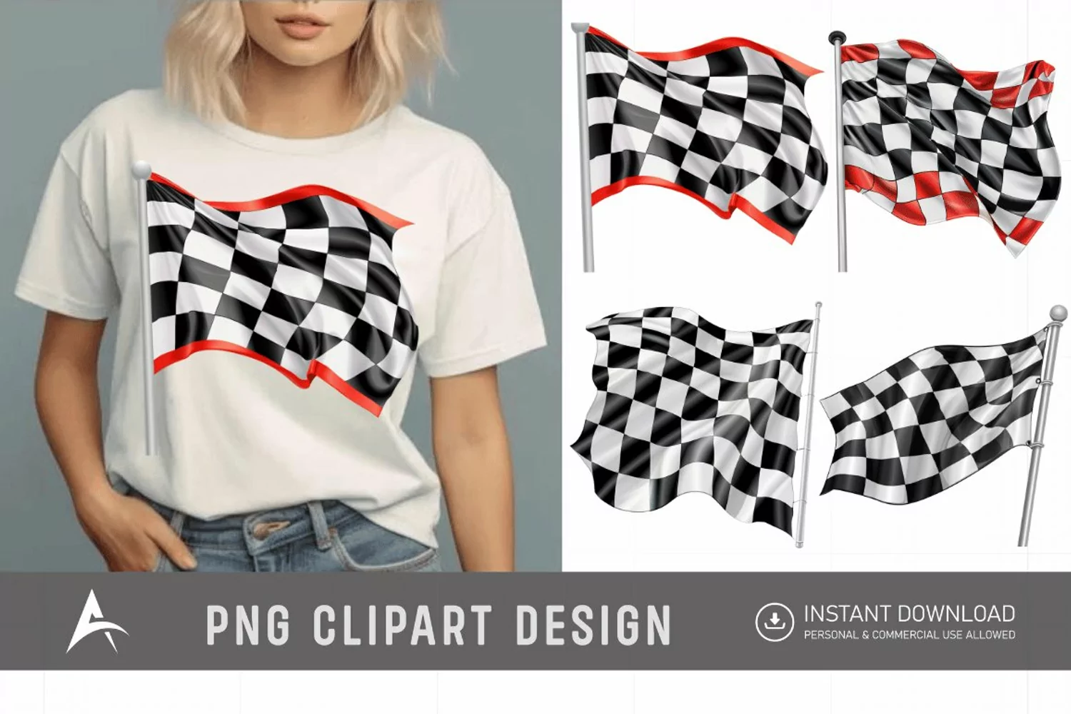 Watercolor Race Flag Clipart product image 1