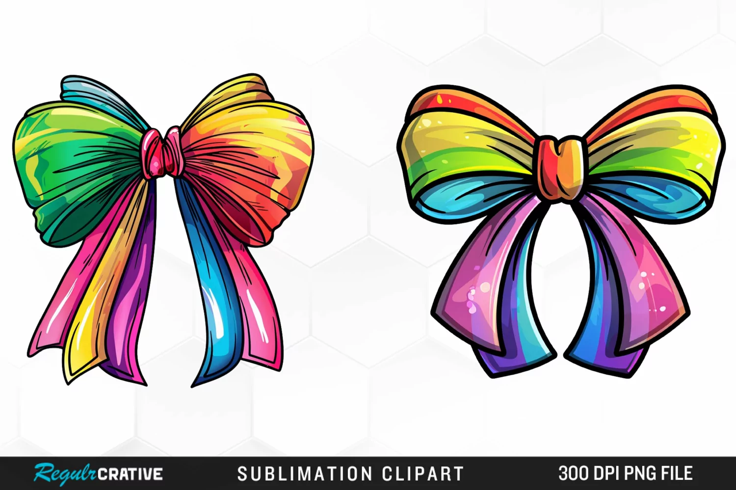 Watercolor Rainbow Bow Graphic Clipart product image 1