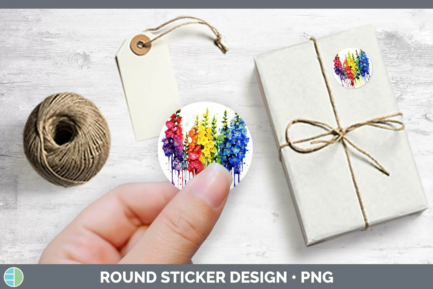 GorgeousWatercolor Rainbow Stickers design.