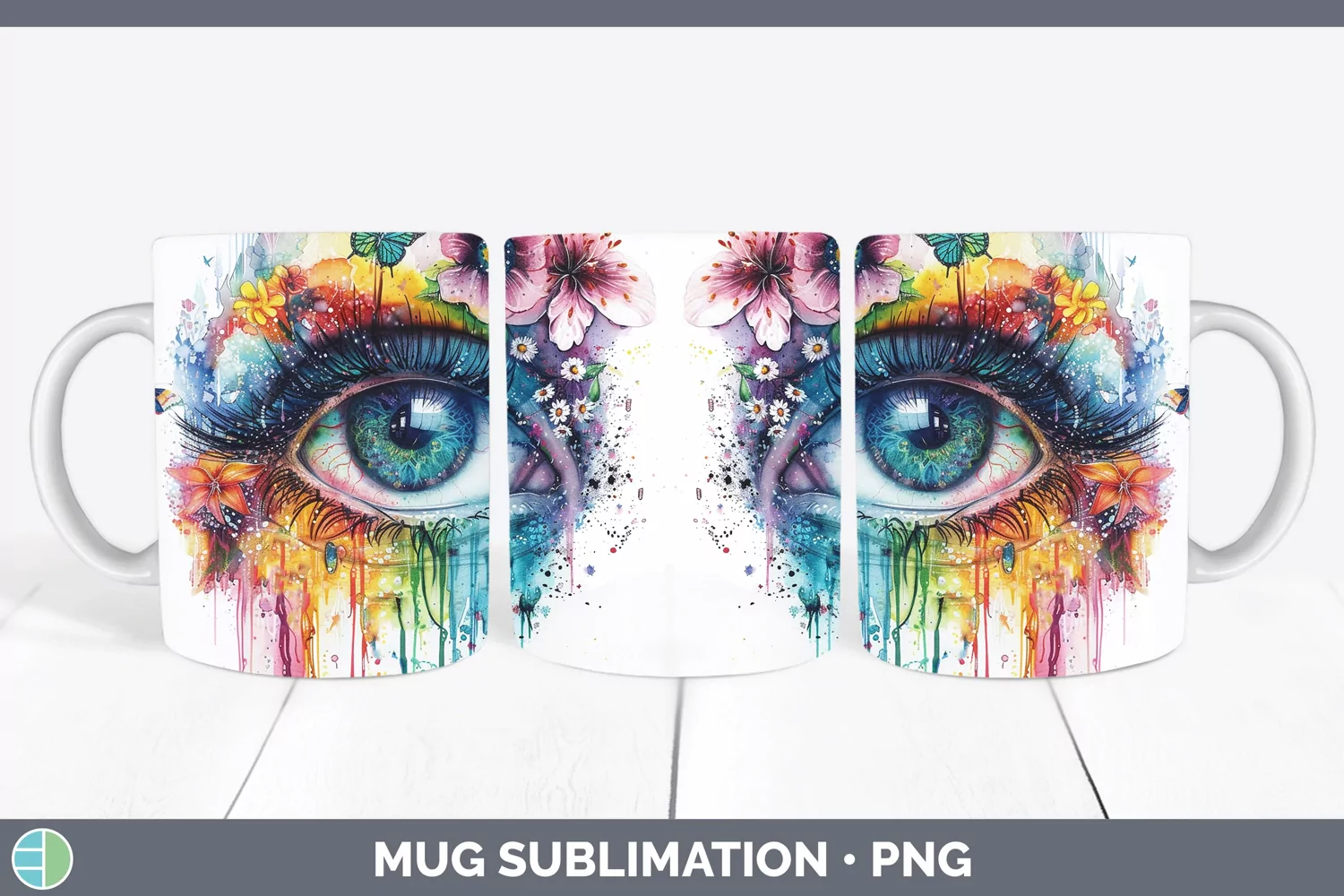 GorgeousWatercolor Mug Wrap design.
