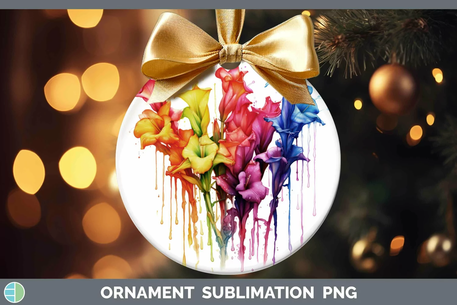 GorgeousWatercolor Rainbow Ornament design.