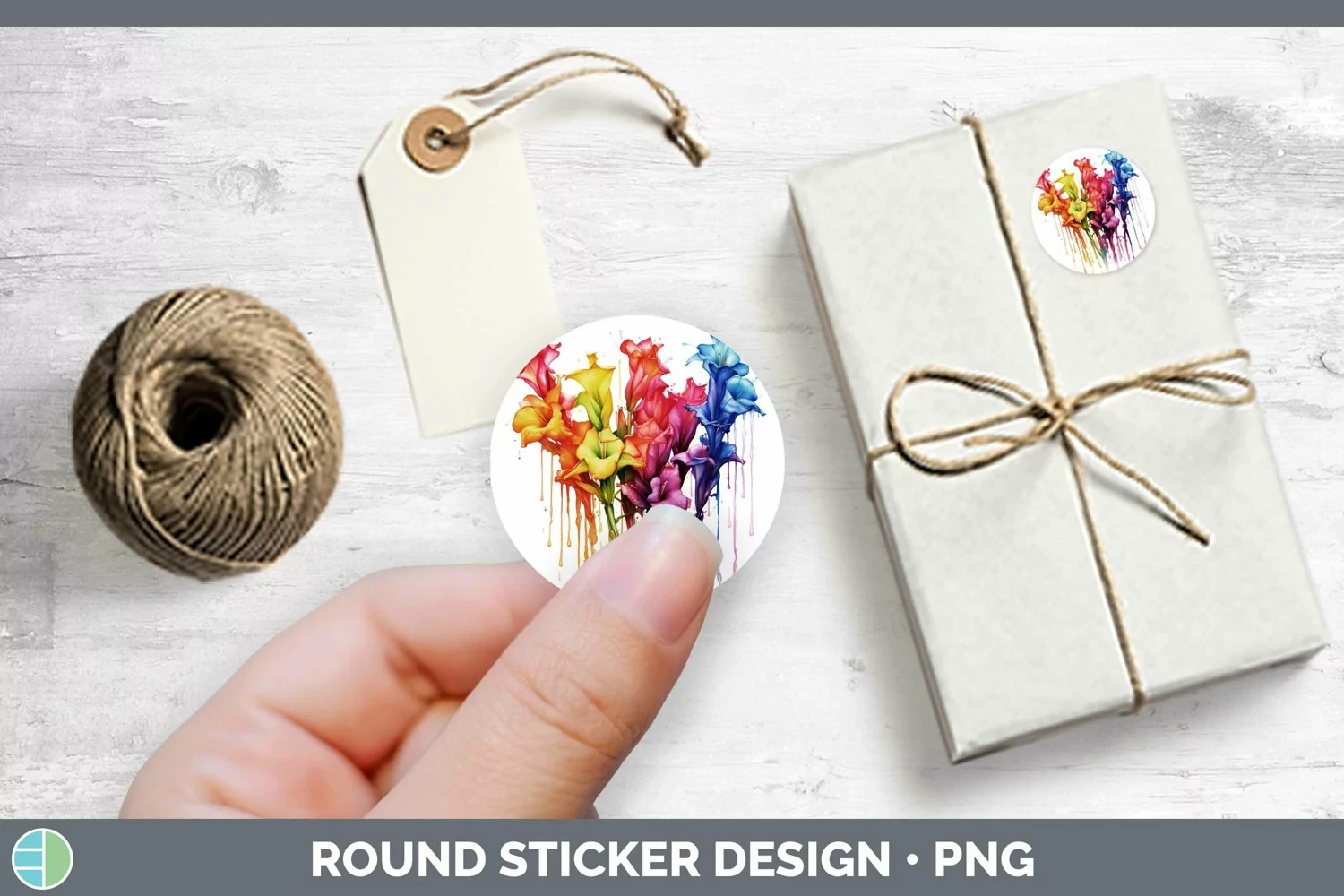 GorgeousWatercolor Rainbow Stickers design.