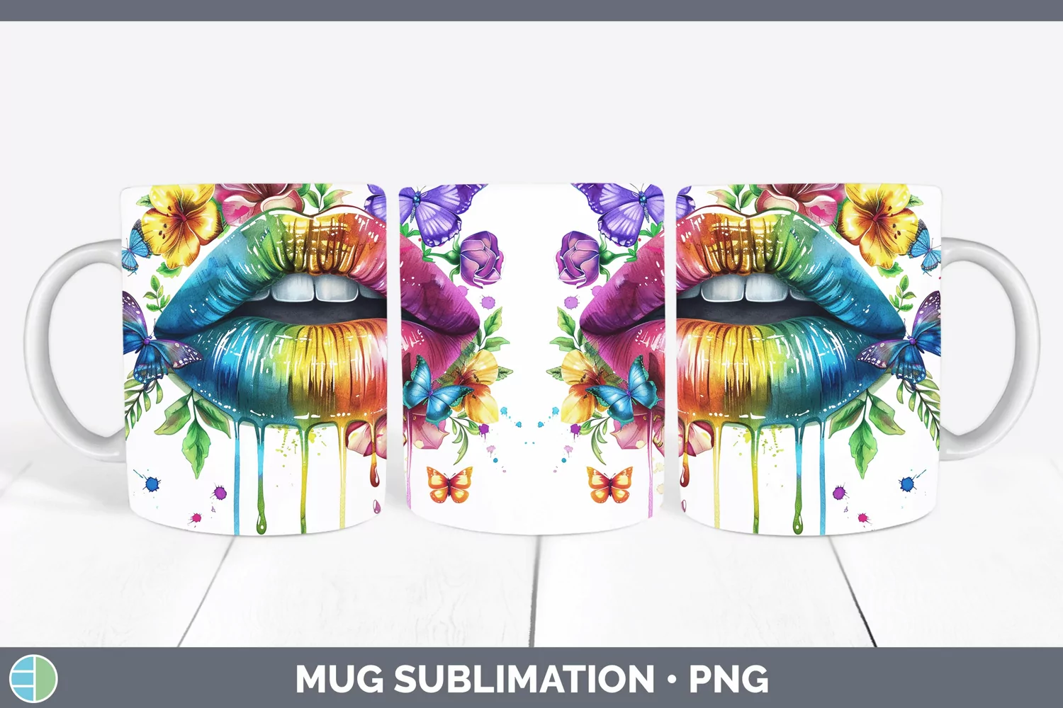 GorgeousWatercolor Mug Wrap design.