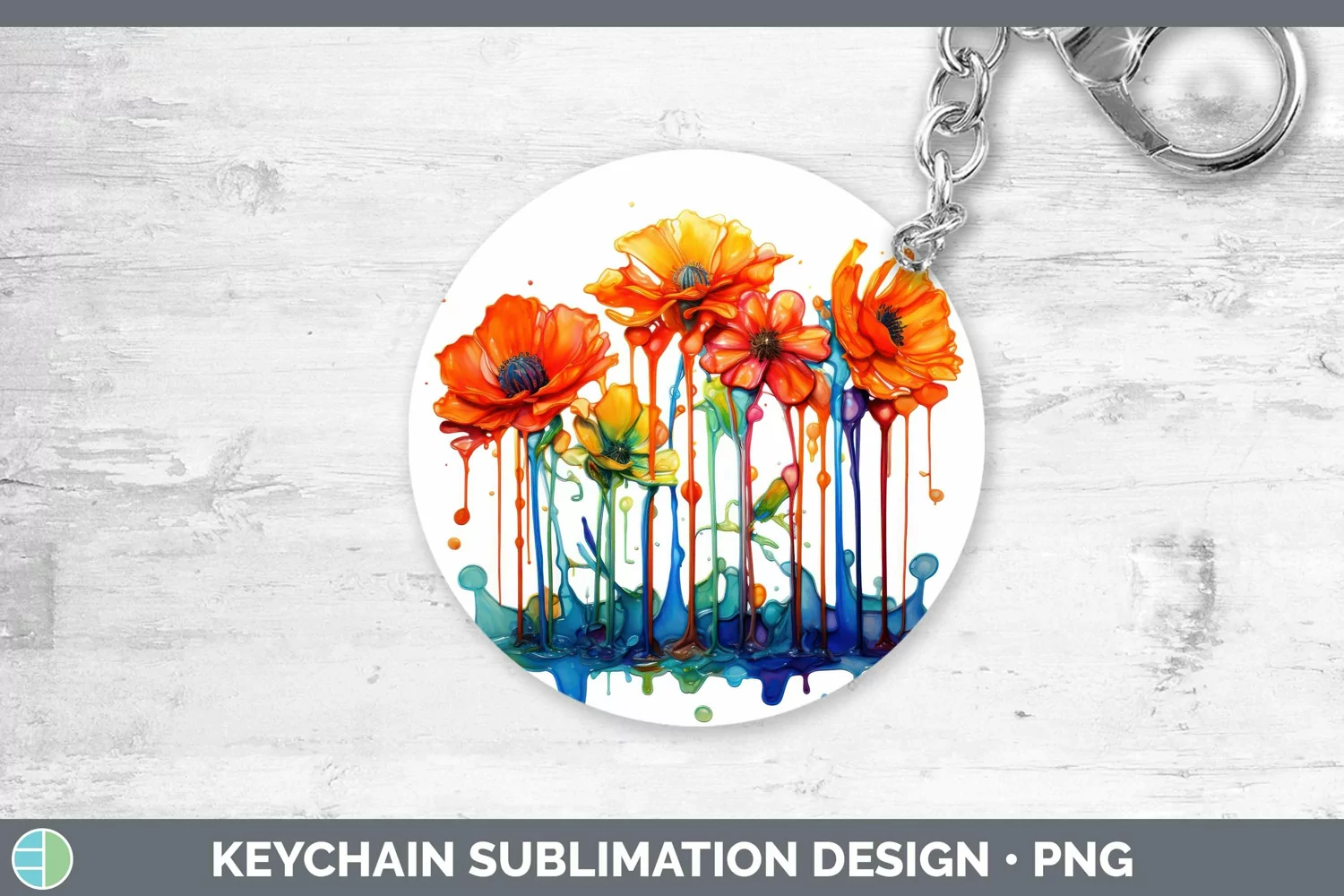 GorgeousWatercolor Rainbow Keychain design.