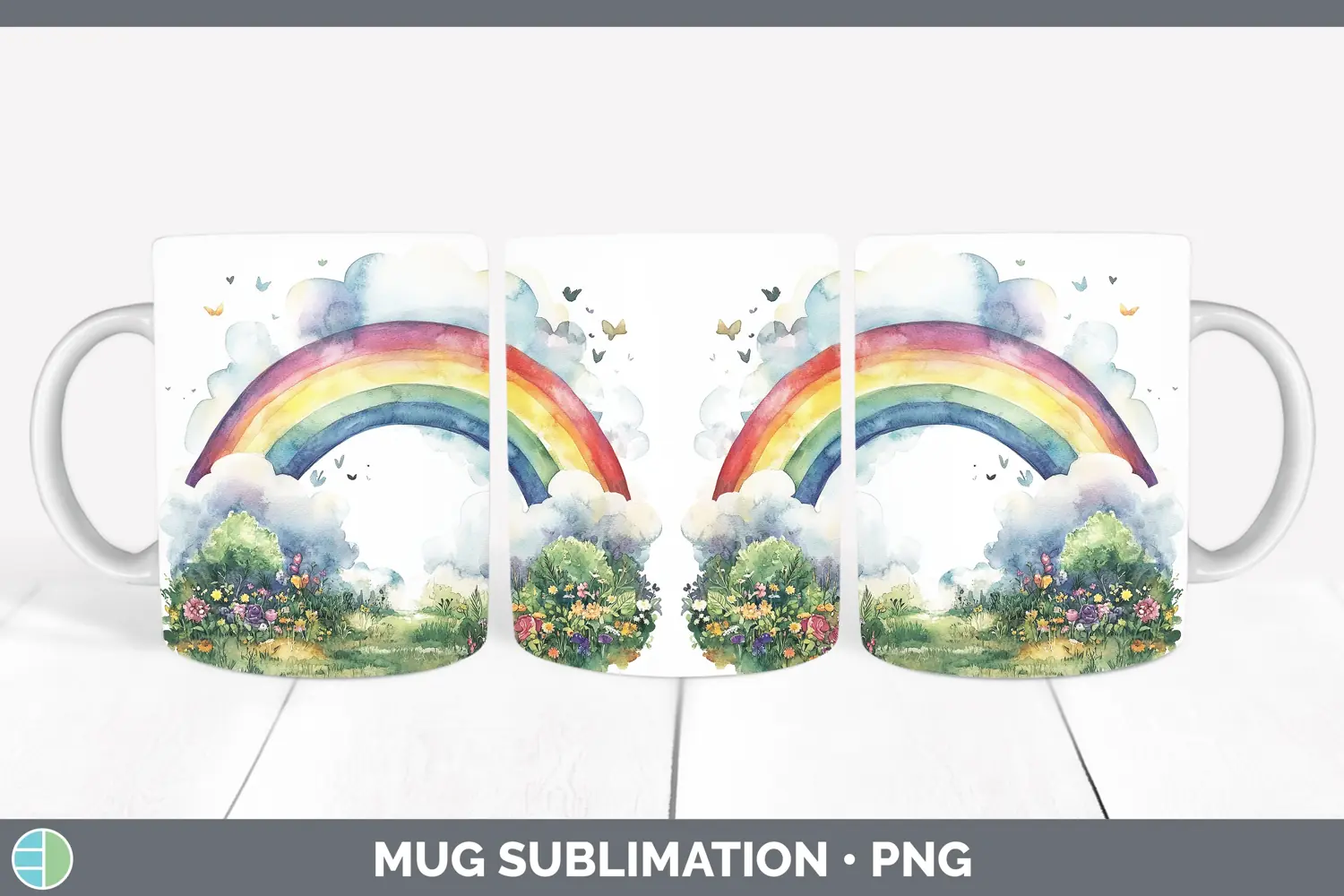 GorgeousWatercolor Mug Wrap design.