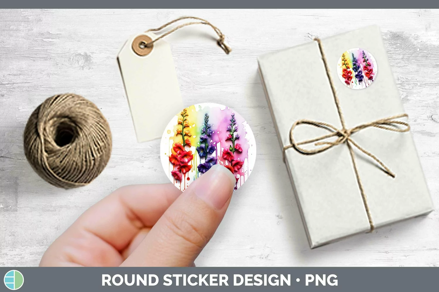 GorgeousWatercolor Rainbow Stickers design.