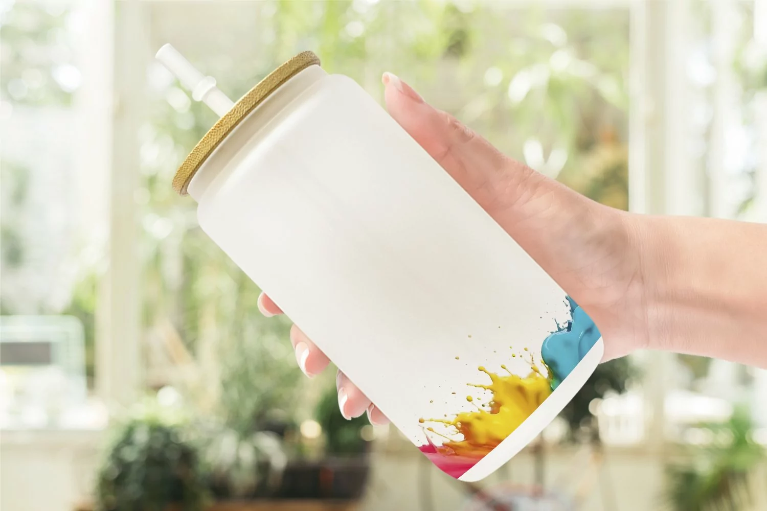 Watercolor Rainbow Splash Glass Can Wraps product image 1
