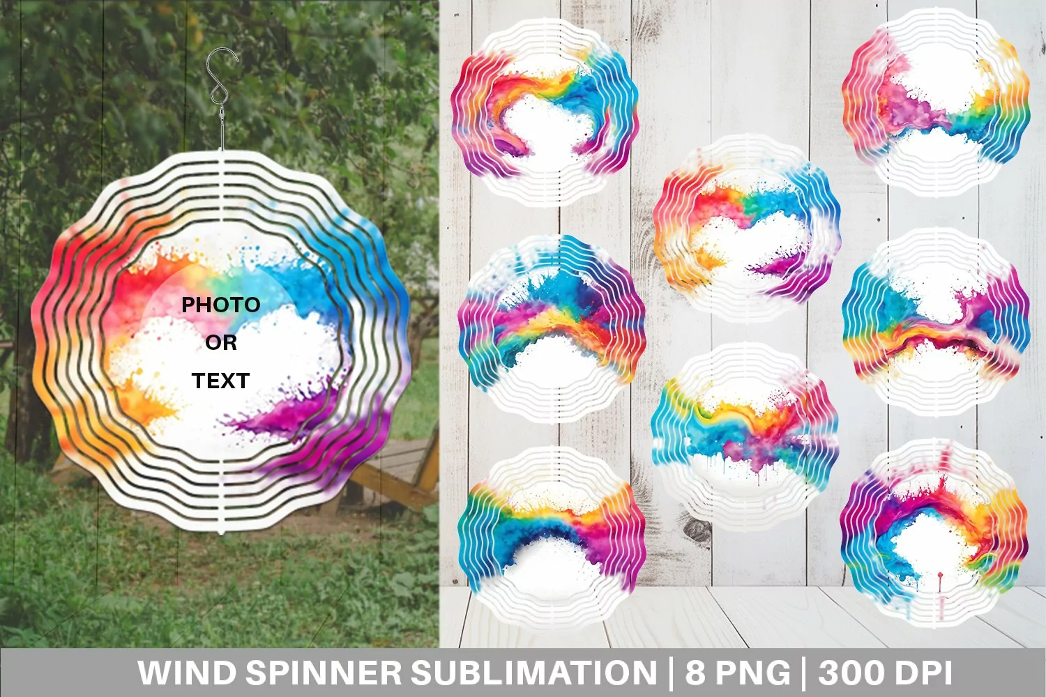 Wind Spinner Watercolor Rainbow Splash | Sublimation Spinner product image 1