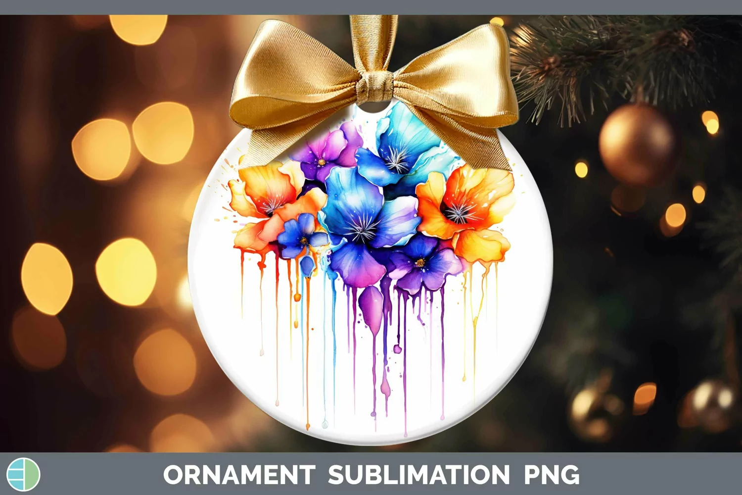 GorgeousWatercolor Rainbow Ornament design.