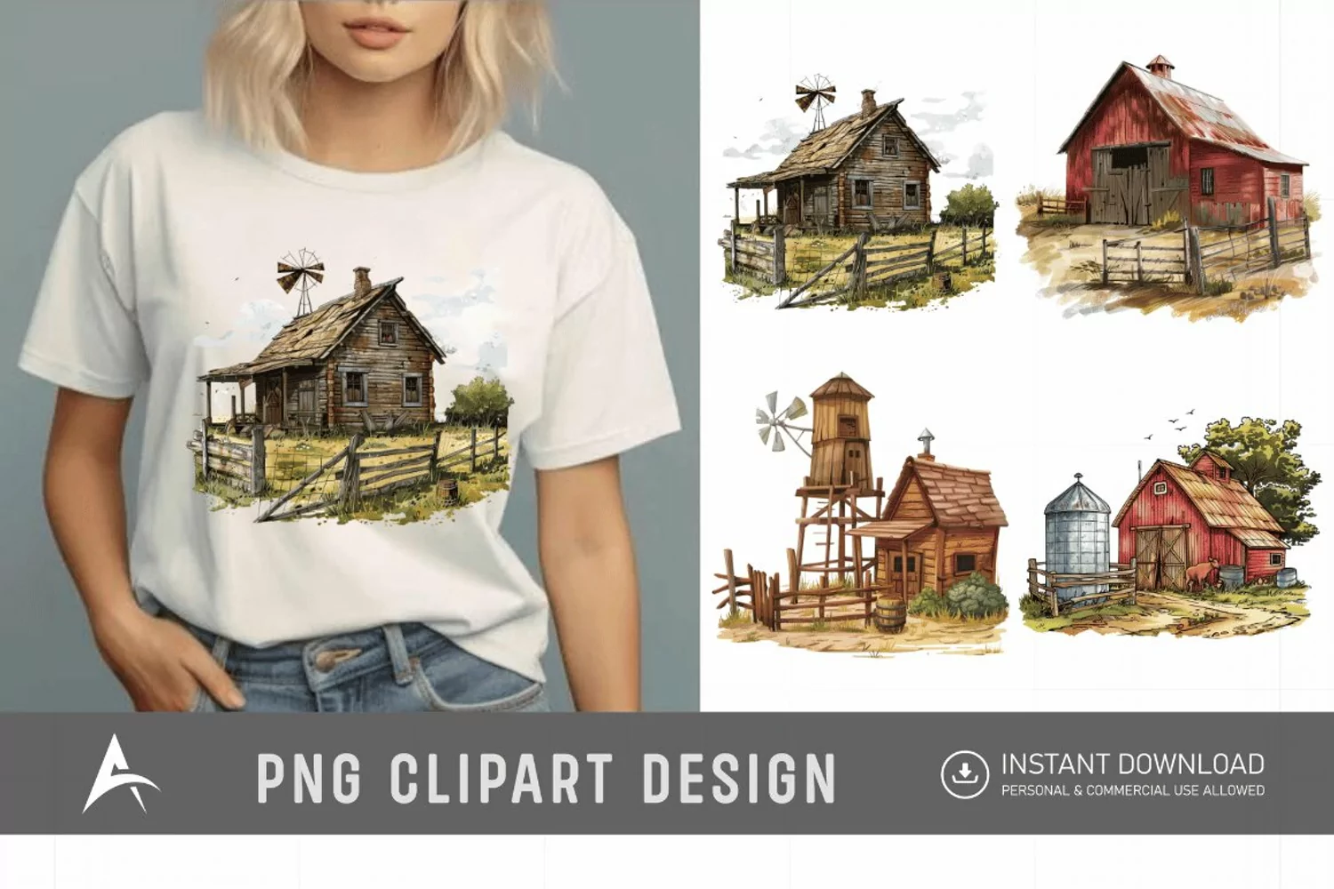 Watercolor Ranch Clipart product image 1