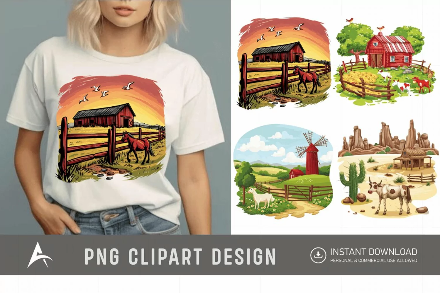 Watercolor Ranch Clipart product image 1