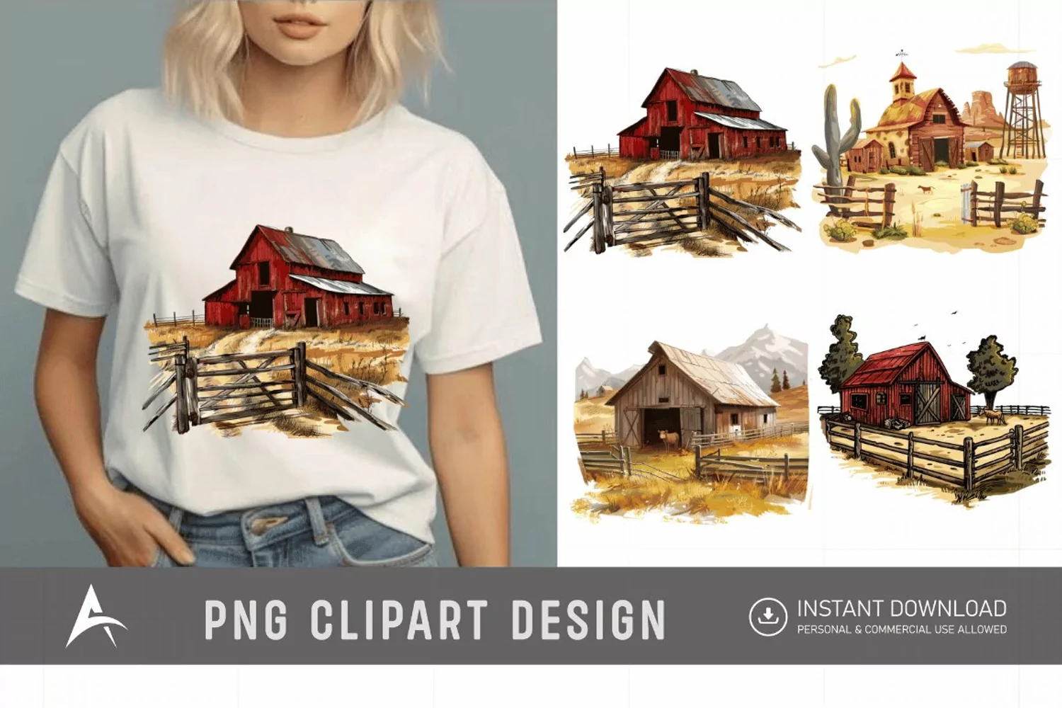 Watercolor Ranch Clipart product image 1