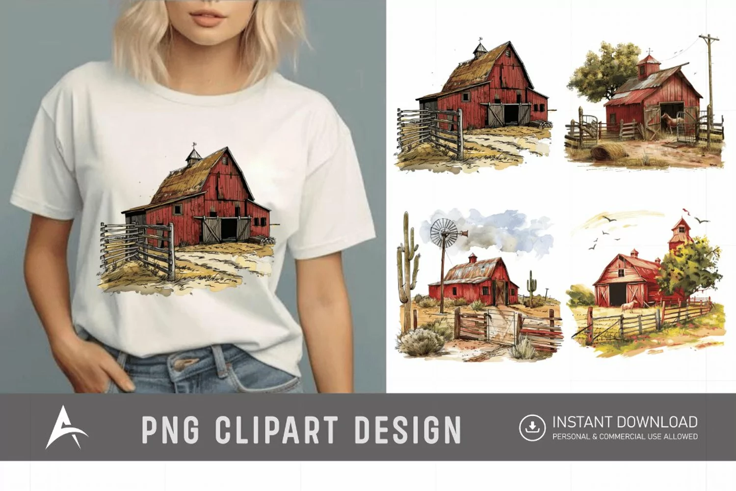 Watercolor Ranch Clipart product image 1