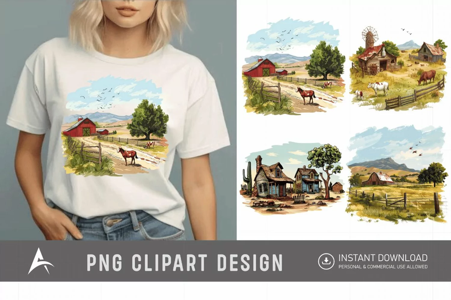 Watercolor Ranch Clipart product image 1