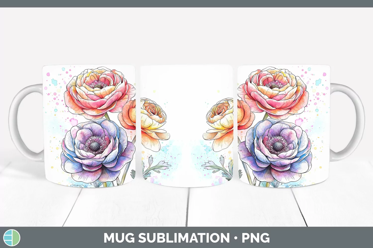 GorgeousWatercolor Mug Wrap design.