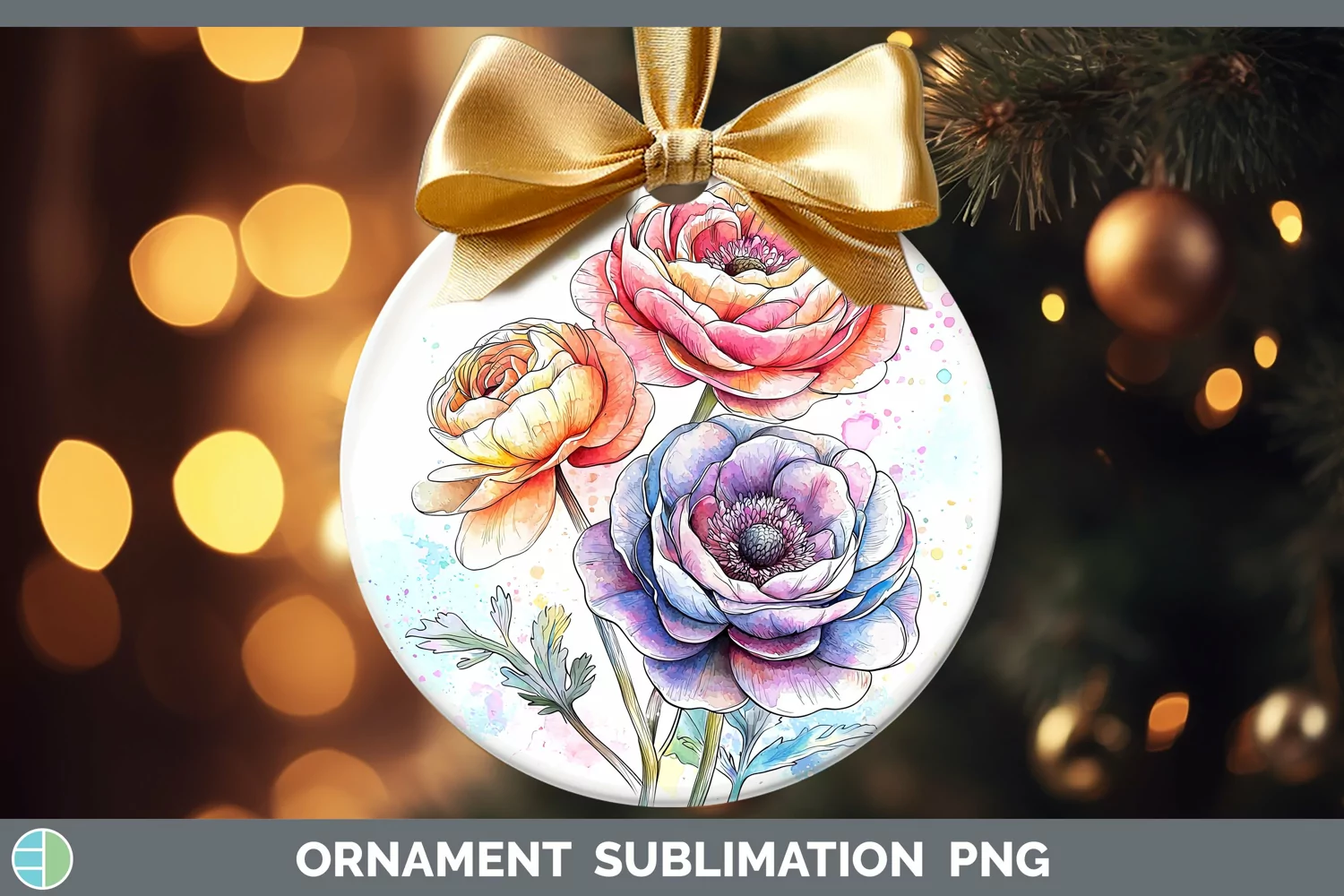 GorgeousWatercolor Ornament design.