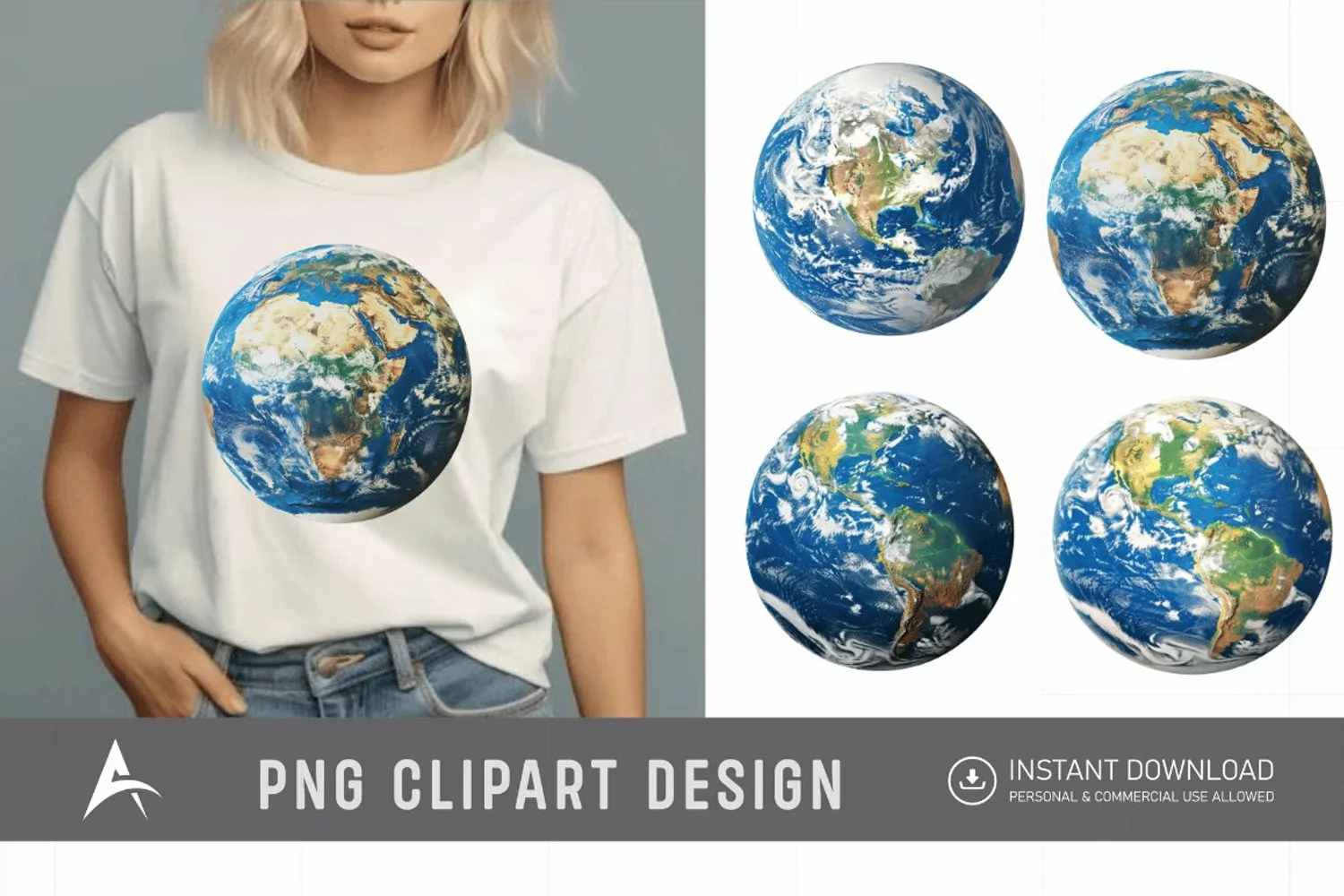Watercolor Realistic Earth Clipart product image 1