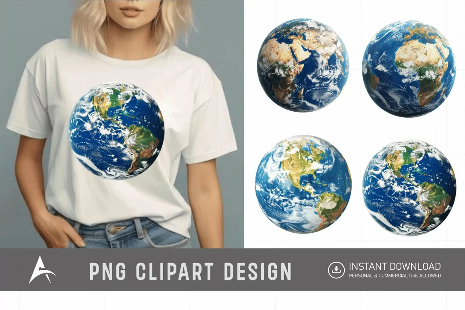 Watercolor Realistic Earth Clipart product image 1