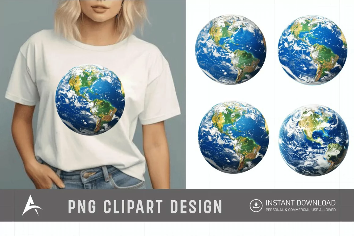 Watercolor Realistic Earth Sublimation Clipart product image 1