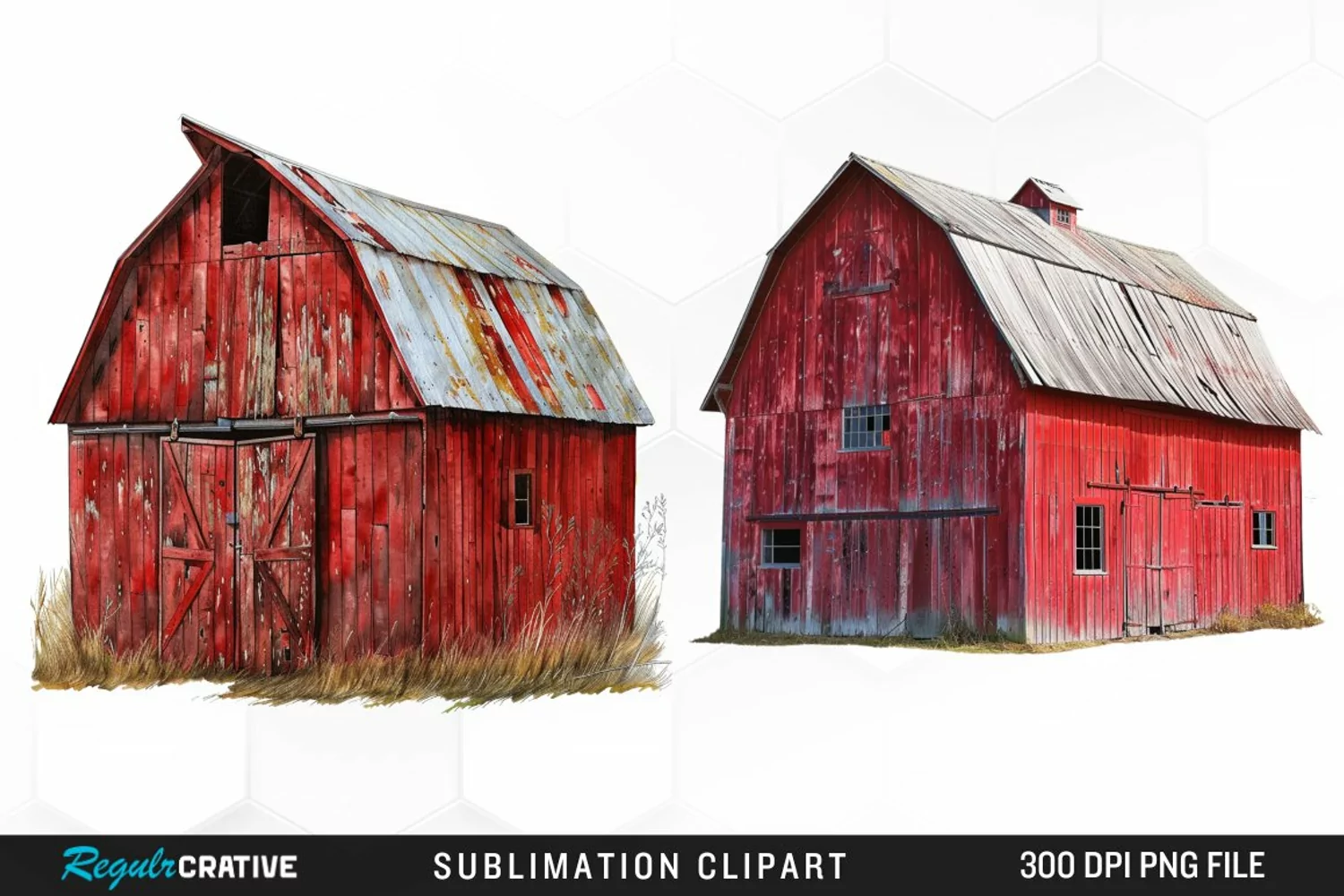 Watercolor Red Barn Illustration Clipart product image 1