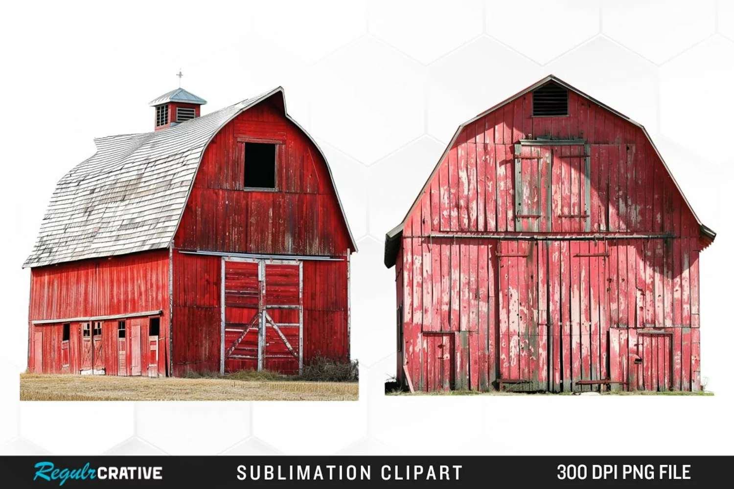 Watercolor Red Barn Illustration Clipart product image 1