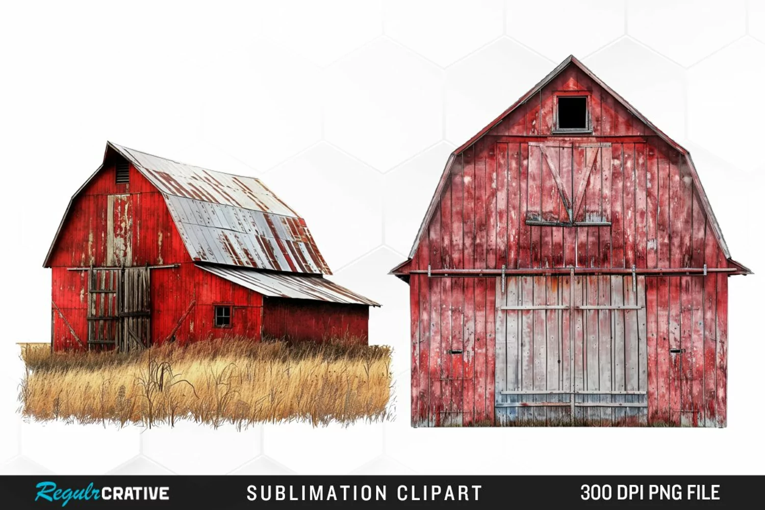 Watercolor Red Barn Graphics Clipart product image 1