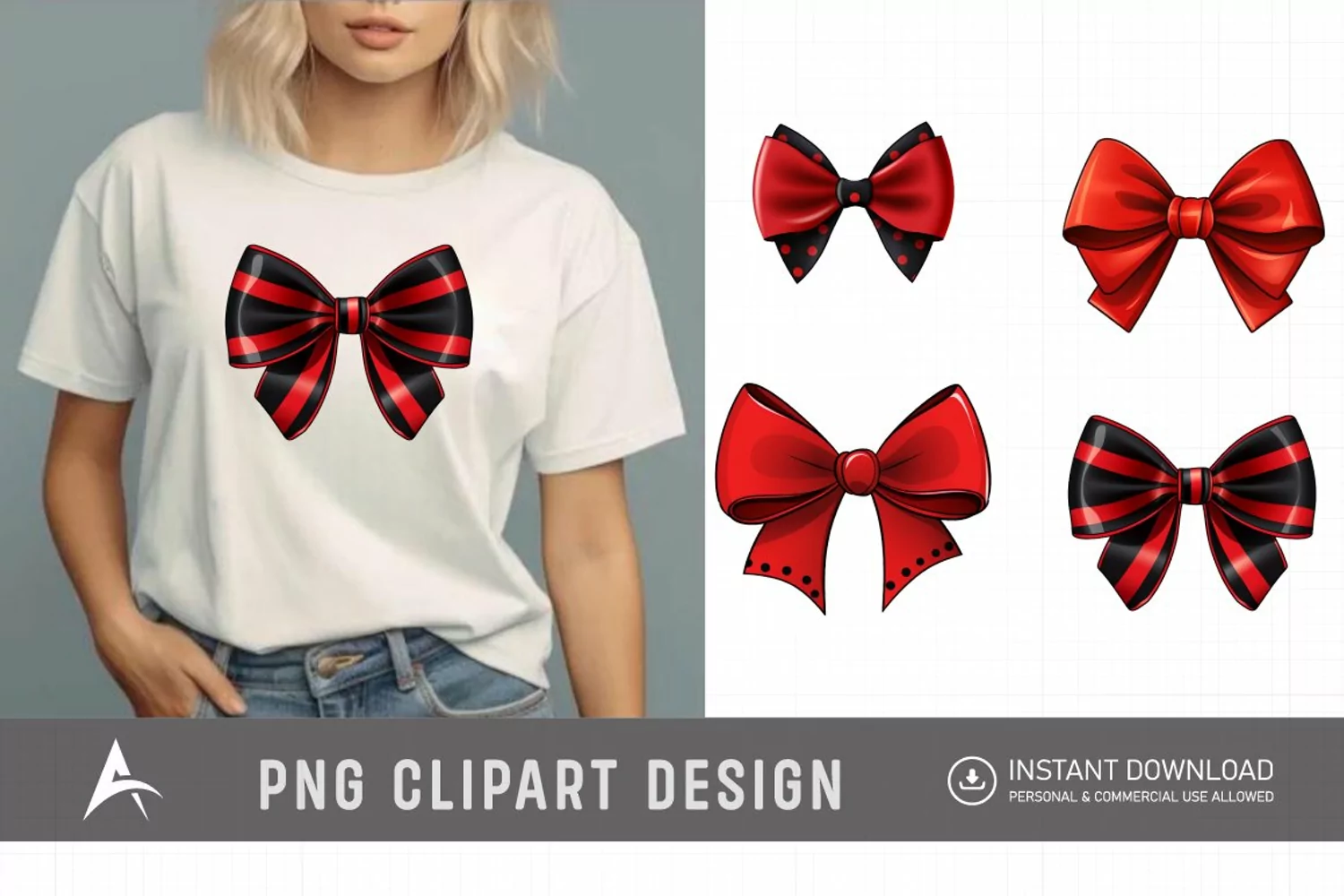 Watercolor Red Bow Clipart product image 1