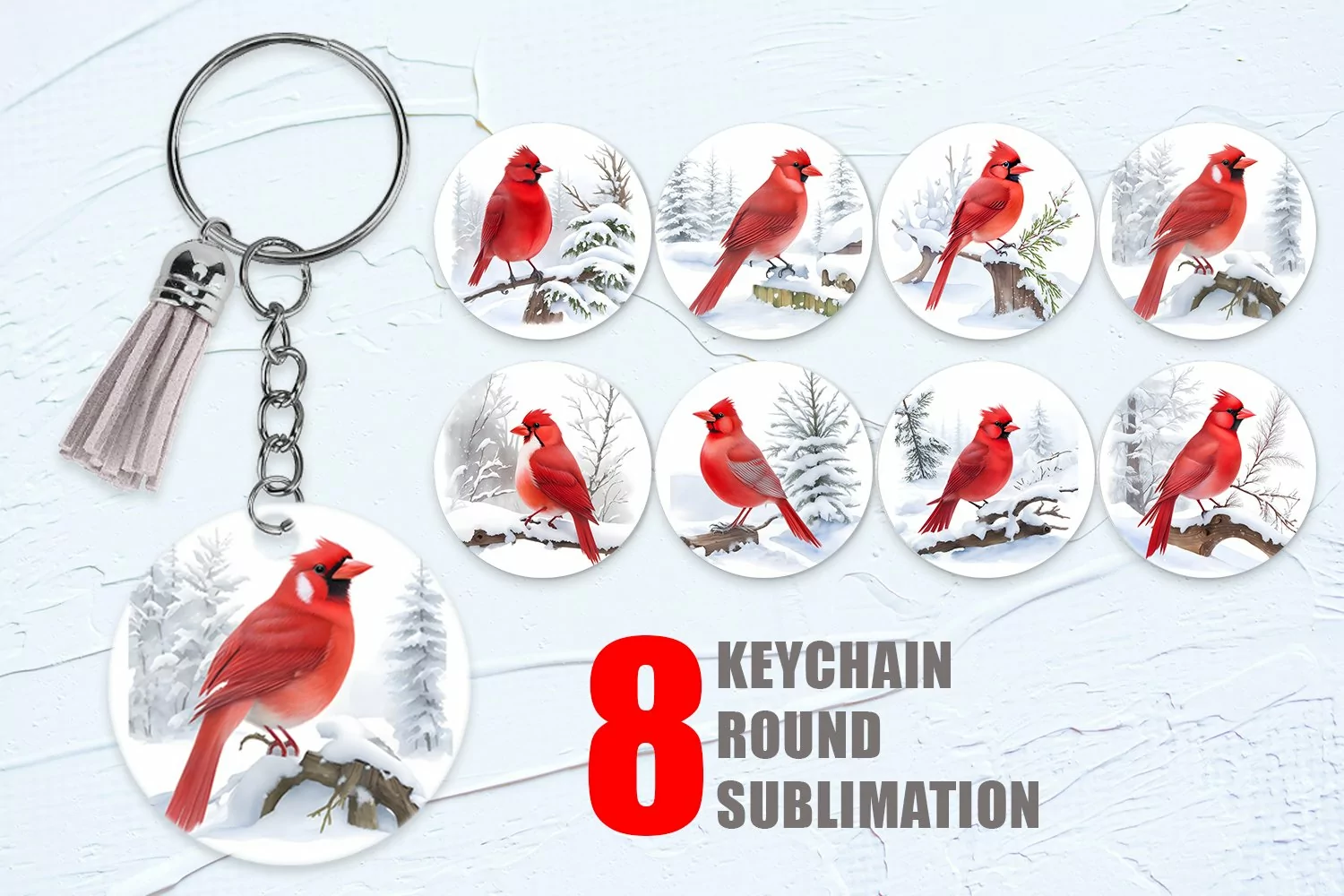 Watercolor Red Cardinal Bird Keychain | Keyring product image 1
