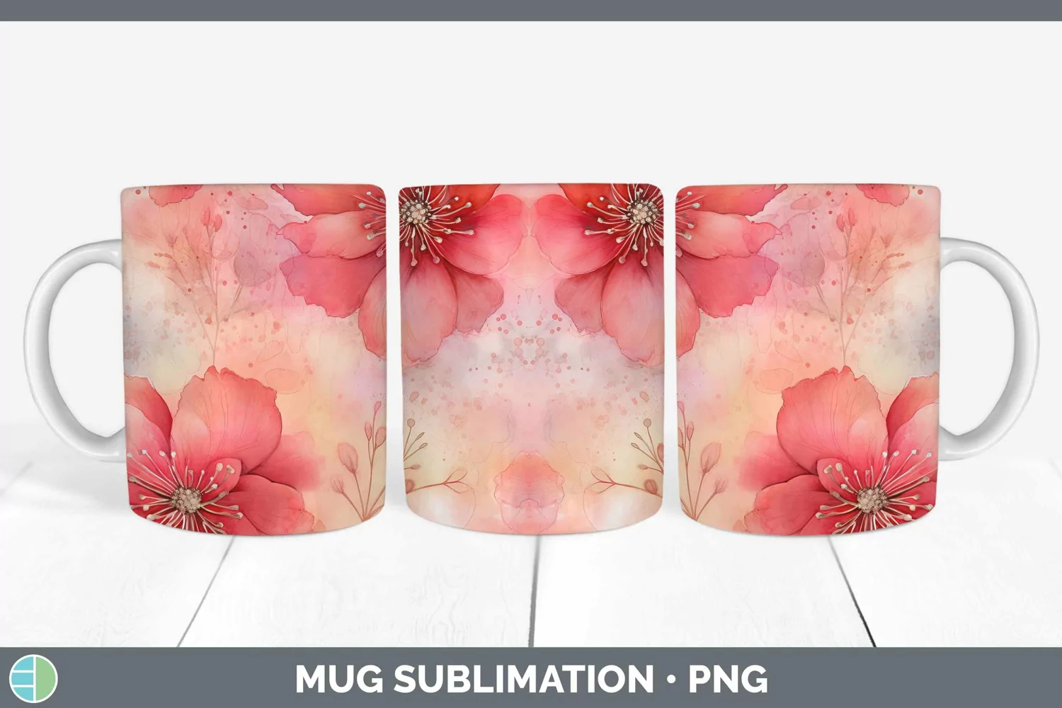GorgeousWatercolor Mug Wrap design.