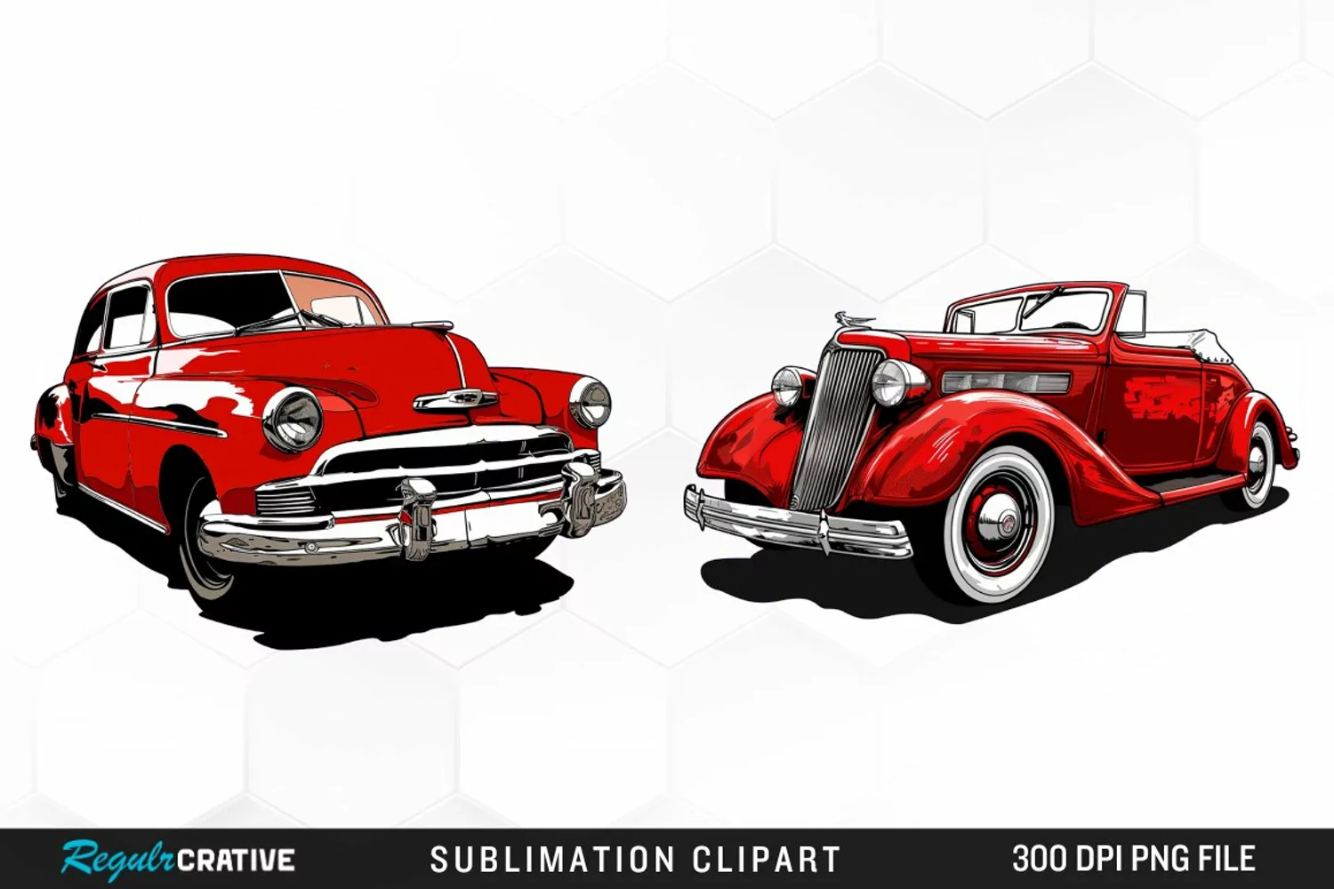 Watercolor Red Retro Car Exquisite Clipart product image 1