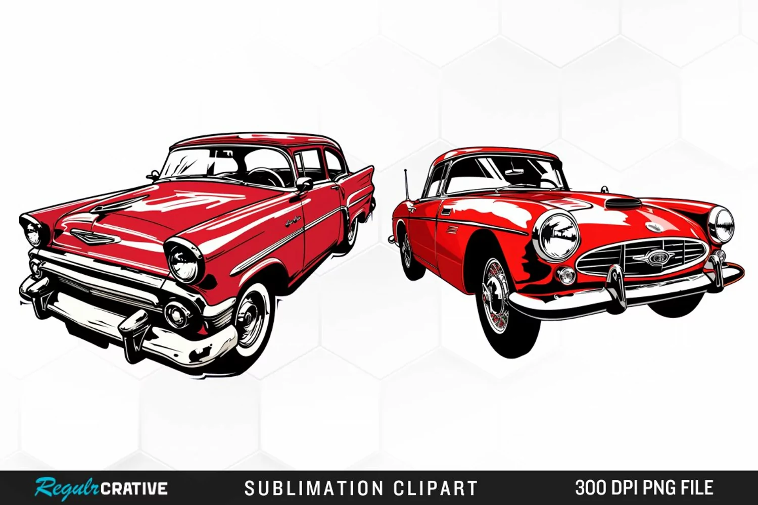 Watercolor Red Retro Car Exquisite Clipart product image 1