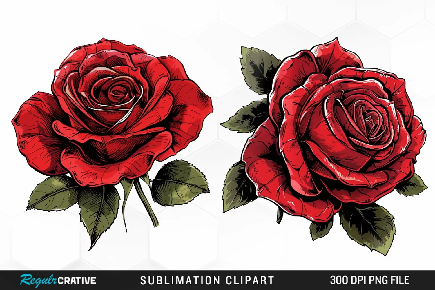 Watercolor Red Roses Exquisite Clipart product image 1