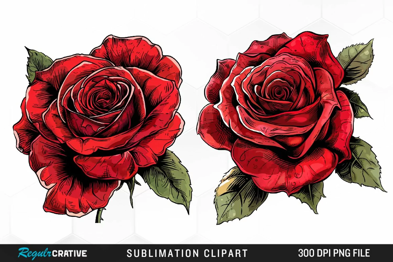 Watercolor Red Roses Exquisite Clipart product image 1