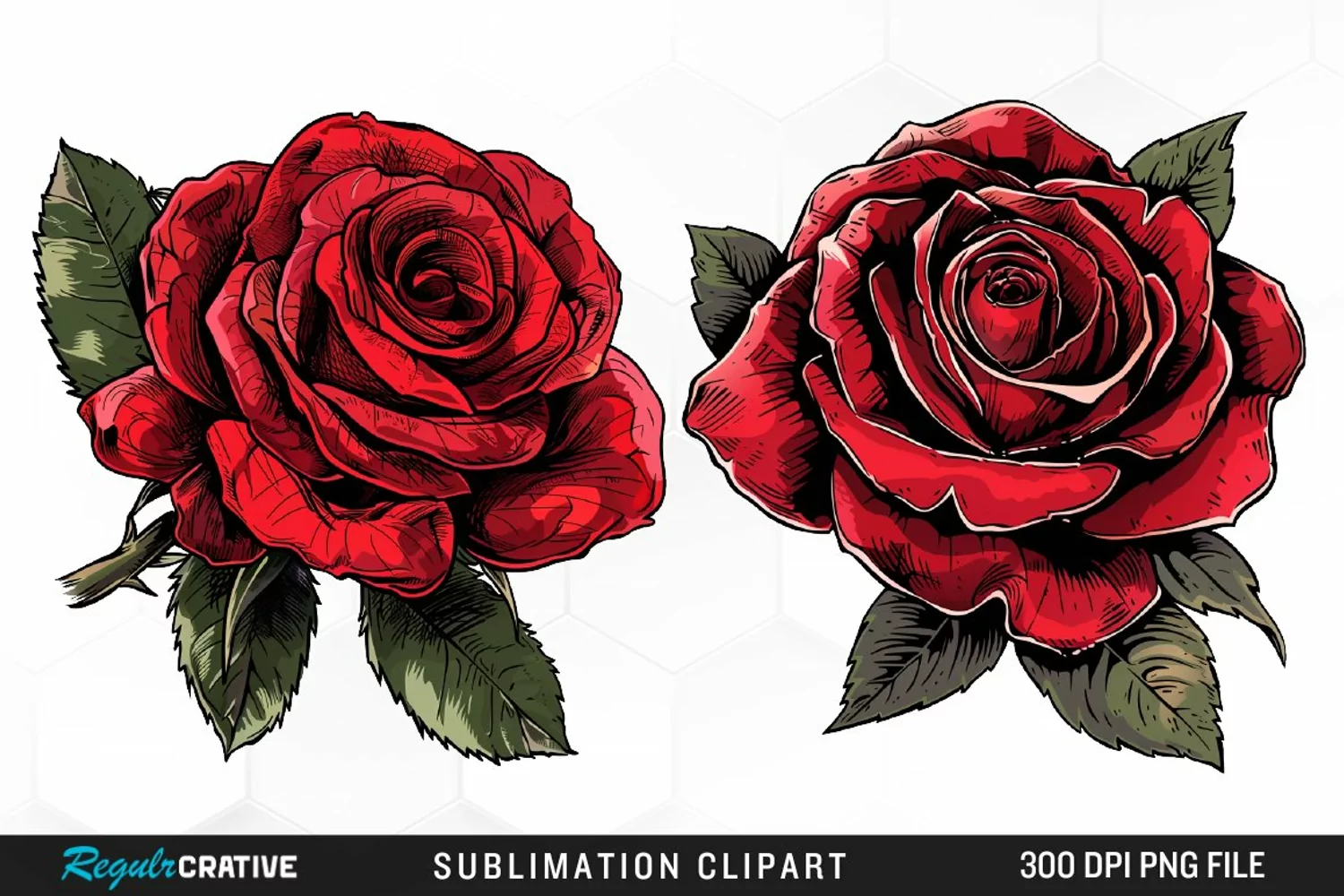Watercolor Red Roses Artwork Clipart product image 1
