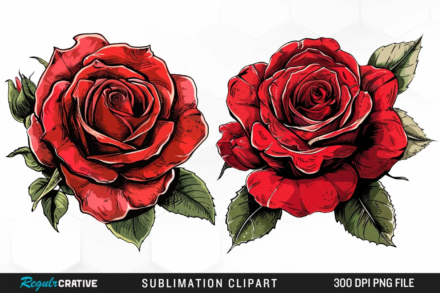 Watercolor Red Roses Artwork Clipart product image 1