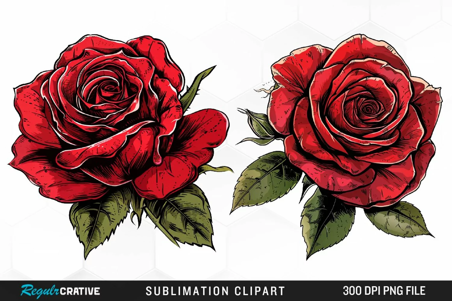 Watercolor Red Roses Exquisite Clipart product image 1