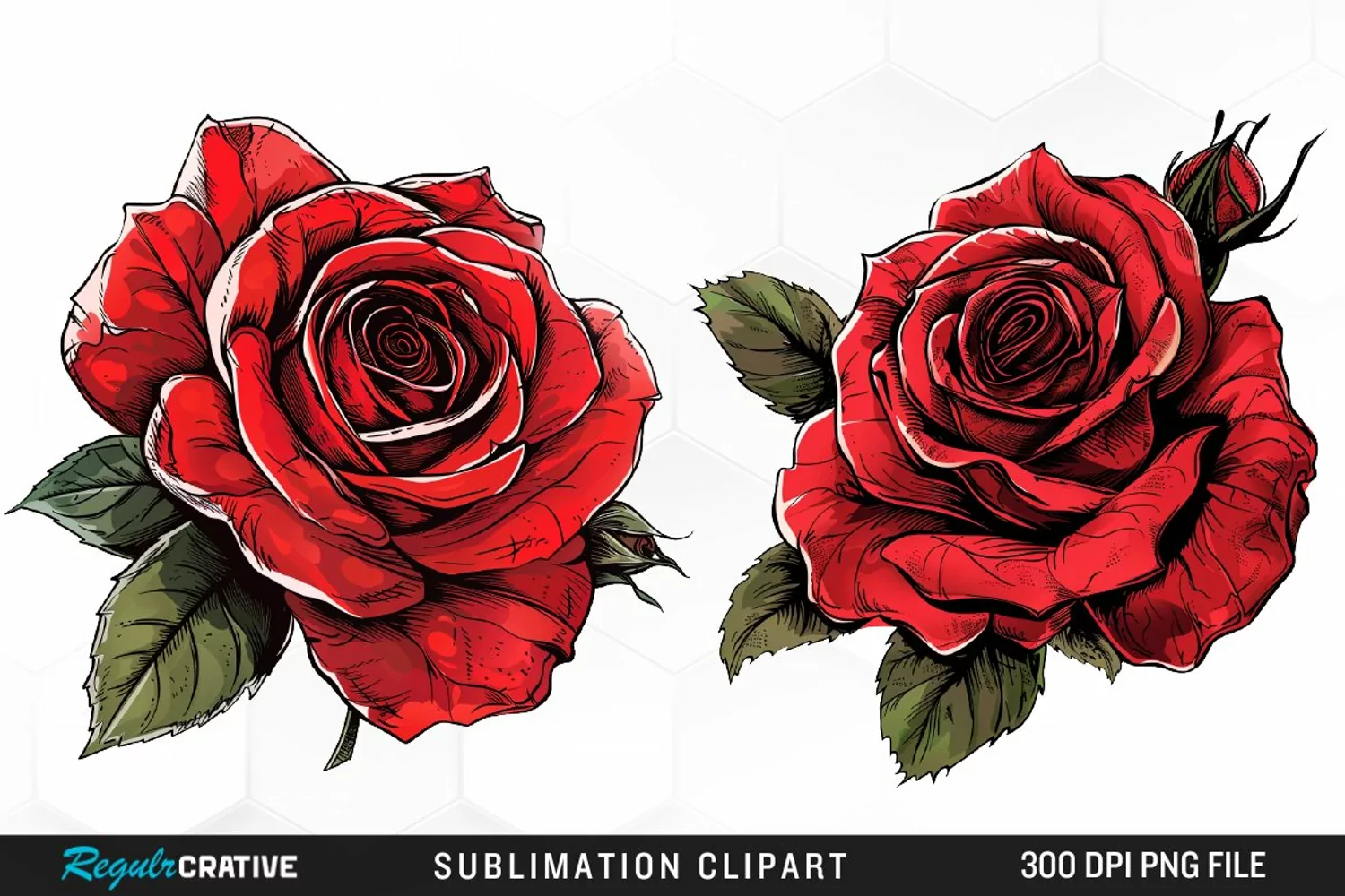 Watercolor Red Roses Artwork Clipart product image 1