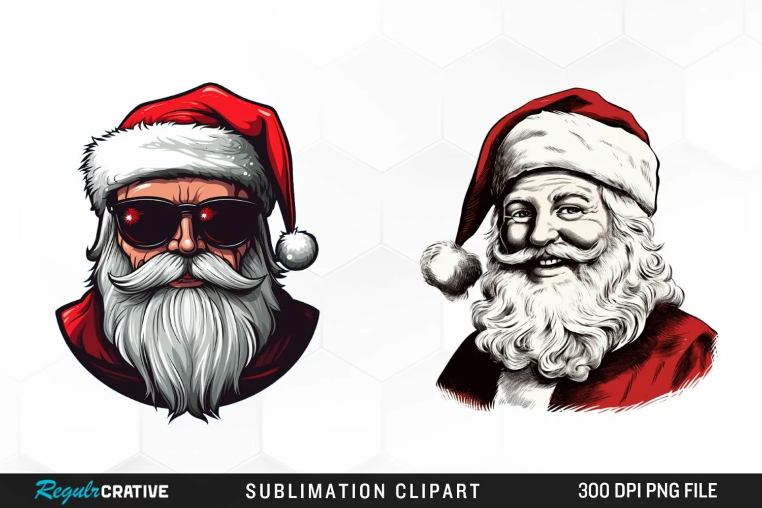 Watercolor Retro Santa Claus Graphic Clipart product image 1